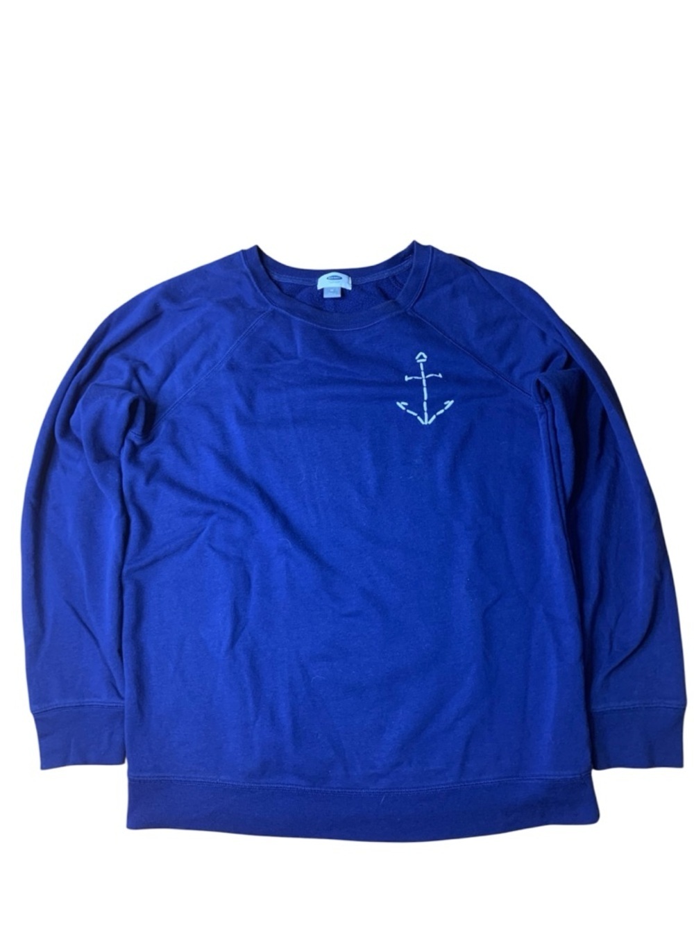Old Navy Blue Anchor Embroidered Fleece Sweatshirt - Medium